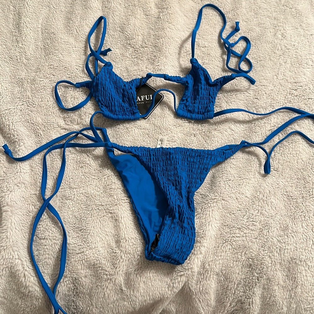 Zaful ruched blue bikini